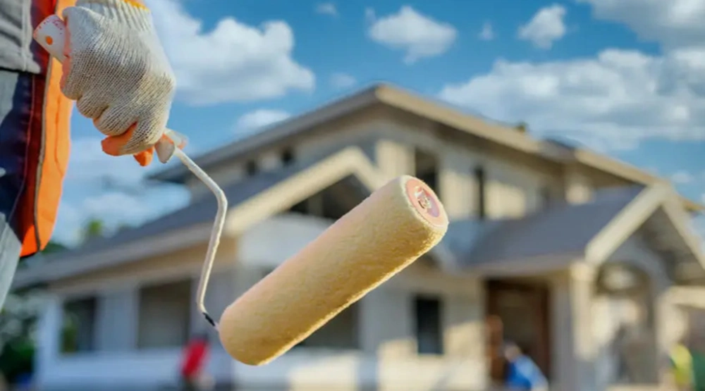 Professional Trusted Painters expertly applying fresh paint to a modern home’s exterior, showcasing skill, precision, and high-quality workmanship.