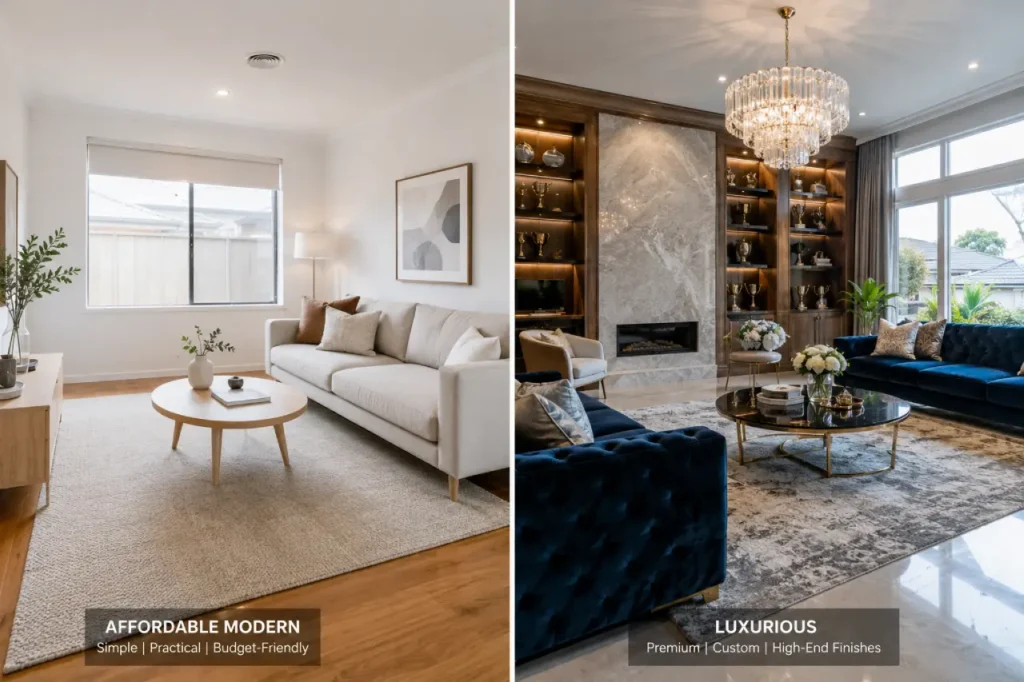 Comparison of affordable and luxury interior decorating styles in Perth homes